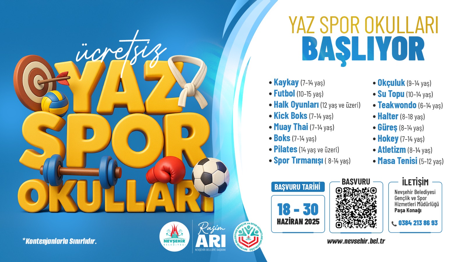 Nevşehir Belediyesi Yaz Spor Okulları Açılıyor